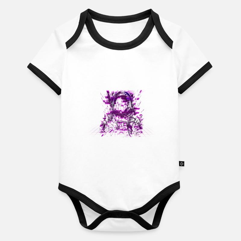 80 ans de tige glitch astronaute tons violets cosmos Body Bébé bio contrasté manches courtes