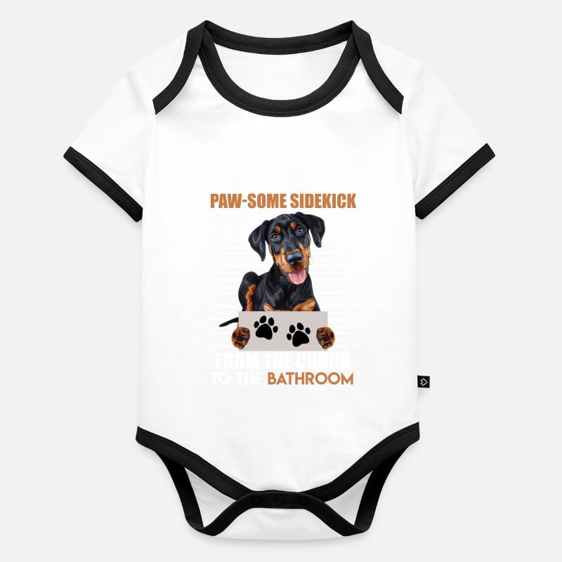 Doberman chien PATTE-UN ACOLYTE DU CANAPÉ Body Bébé bio contrasté manches courtes