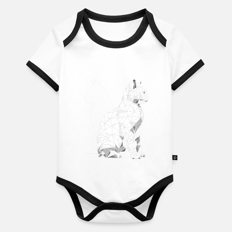 Chat polygonal géométrique abstrait Body Bébé bio contrasté manches courtes