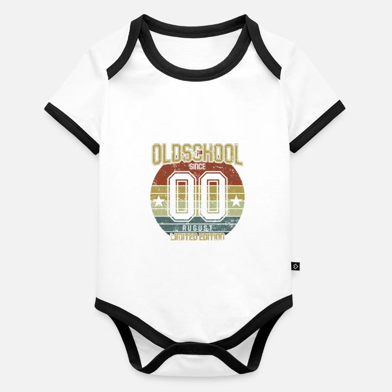 August 2000 - Geburtstag im August Oldschool Baby Bio-Kurzarm-Kontrastbody