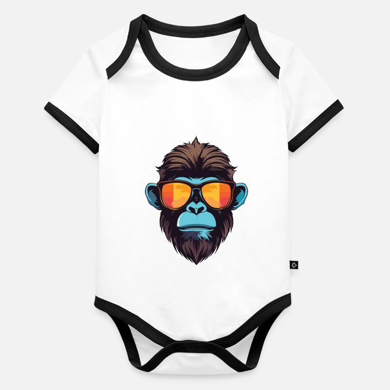 Tête de singe Cool Body Bébé bio contrasté manches courtes