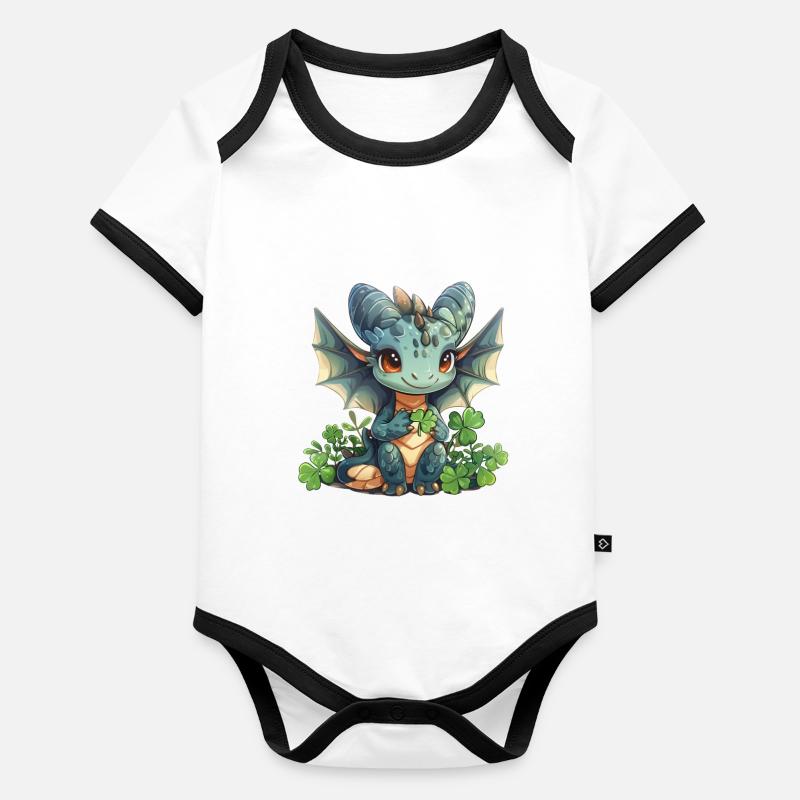 Dragon de la Saint-Patrick Shemrock Kids - Body Bébé bio contrasté manches courtes - 