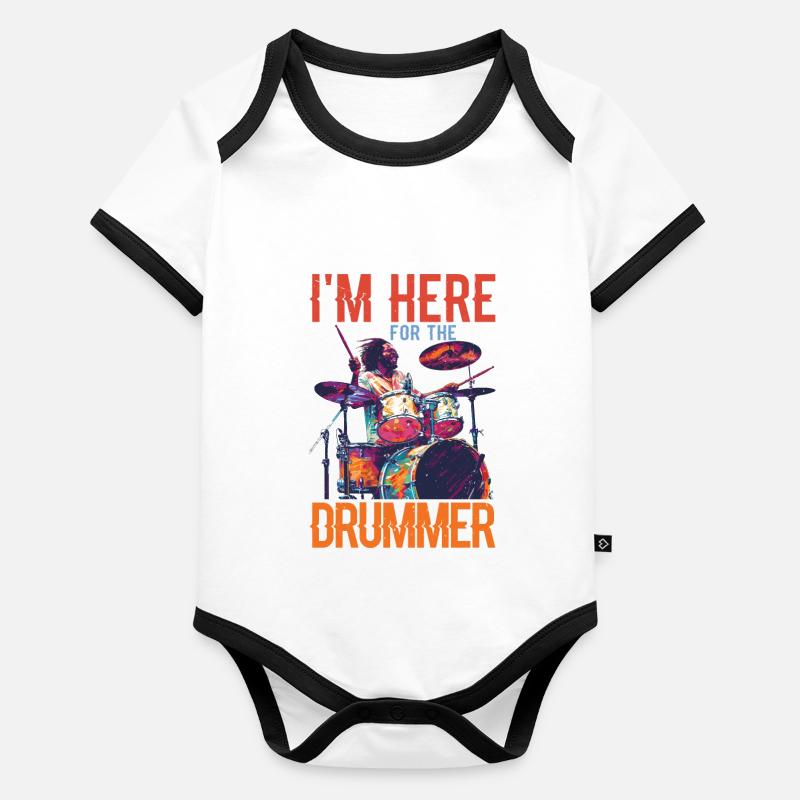 I'm Here For The Drummer 16 Baby Bio-Kurzarm-Kontrastbody