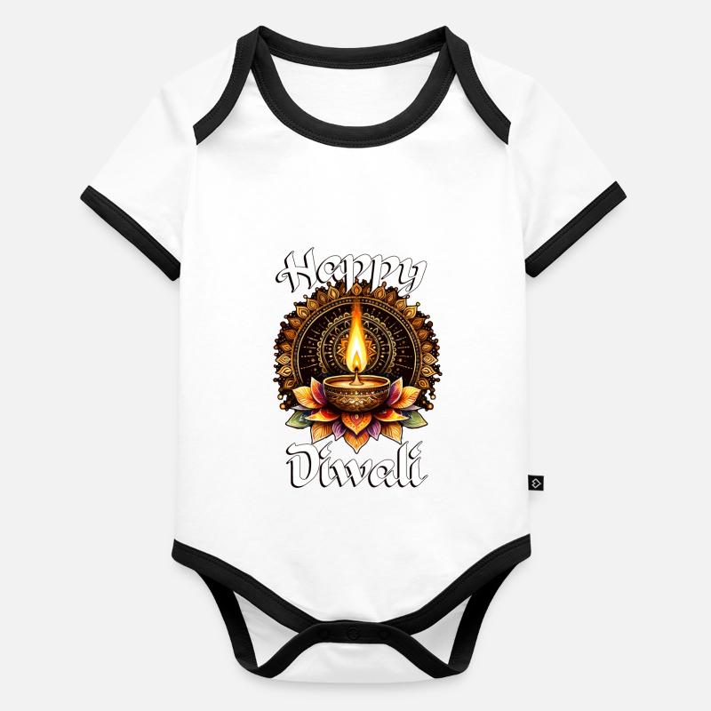 Joyeux Diwali Body Bébé bio contrasté manches courtes