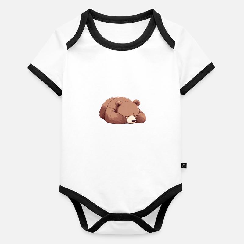 Grizzli Ours brun - Body Bébé bio contrasté manches courtes -