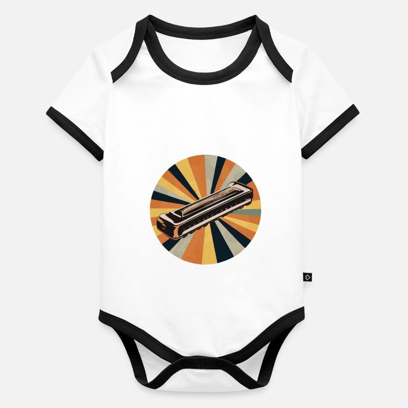 Harmonica Playing Gift Organic Baby Contrasting Bodysuit