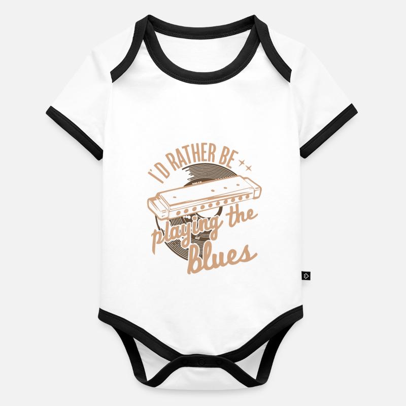 Harmonica Playing Gift Organic Baby Contrasting Bodysuit
