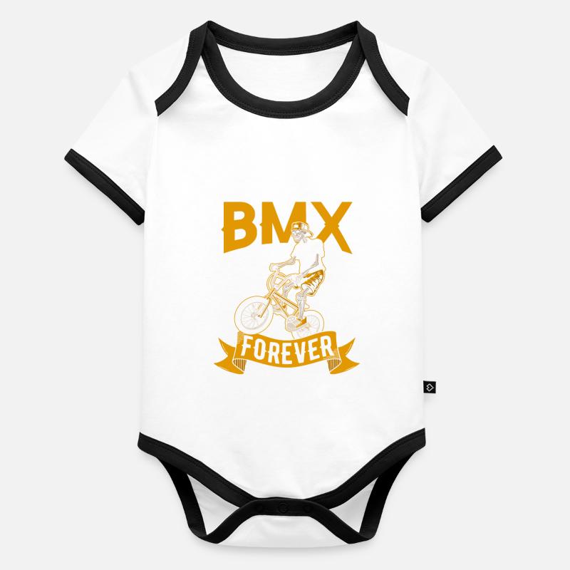 Bmx Bmx Biker Skeleton Body Bébé bio contrasté manches courtes