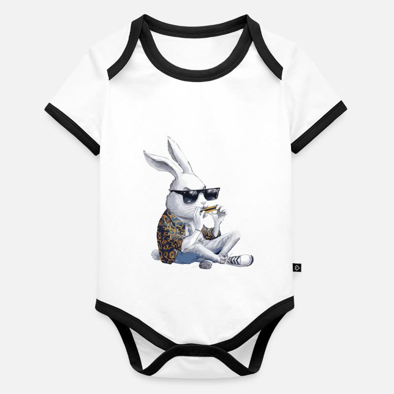 Harmonica Playing Gift Organic Baby Contrasting Bodysuit