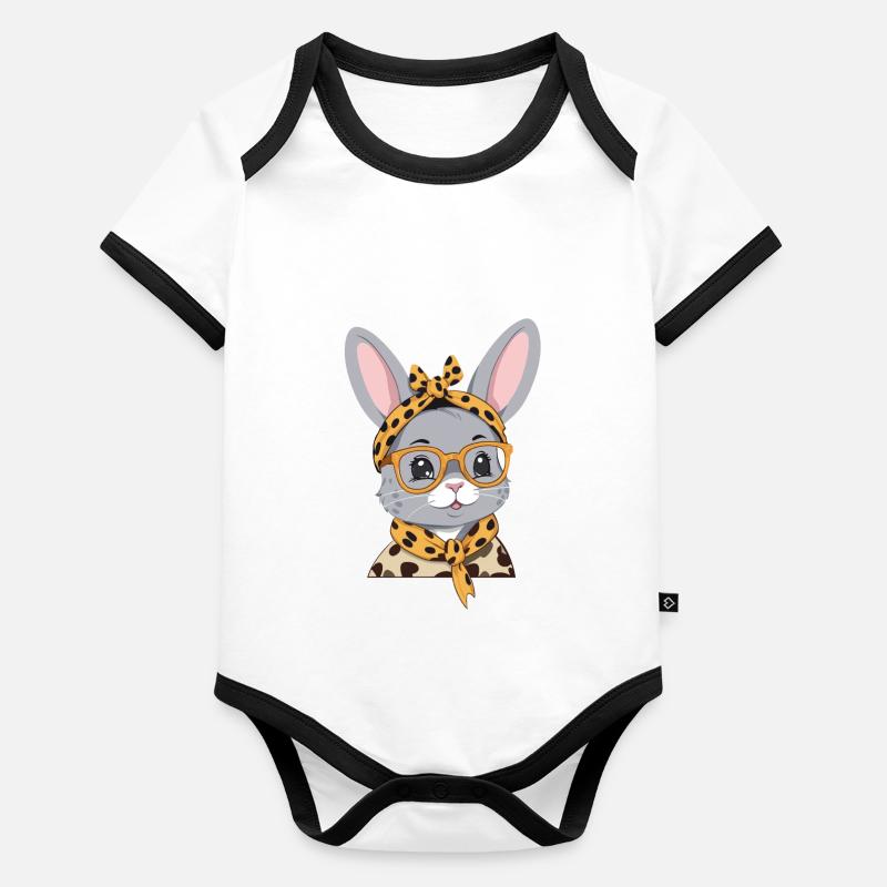Maman Lapin Mignon Lapin Mère Mignon Lapin de Pâques Body Bébé bio contrasté manches courtes
