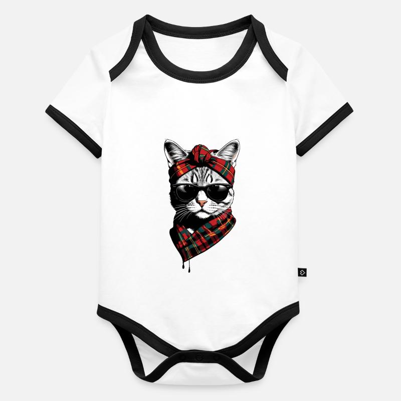 Mignon Chat Maman Cat Amant Maman Style Body Bébé bio contrasté manches courtes