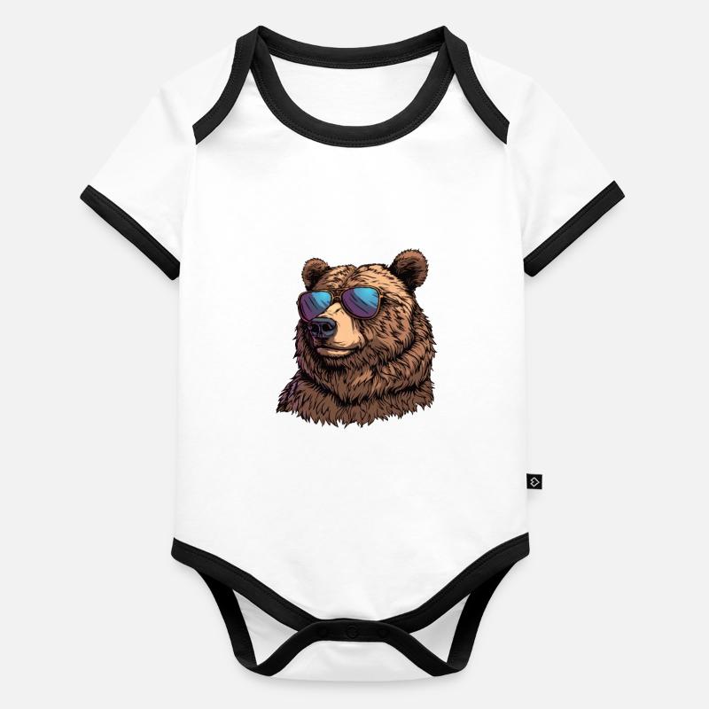 Cool Grizzly Bear Ours brun Ours Body Bébé bio contrasté manches courtes