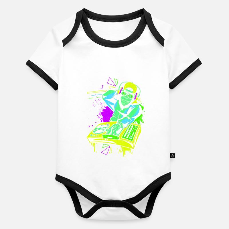 DJ Monkey Music Party Fun Lunettes De Soleil Monkey Headph Body Bébé bio contrasté manches courtes