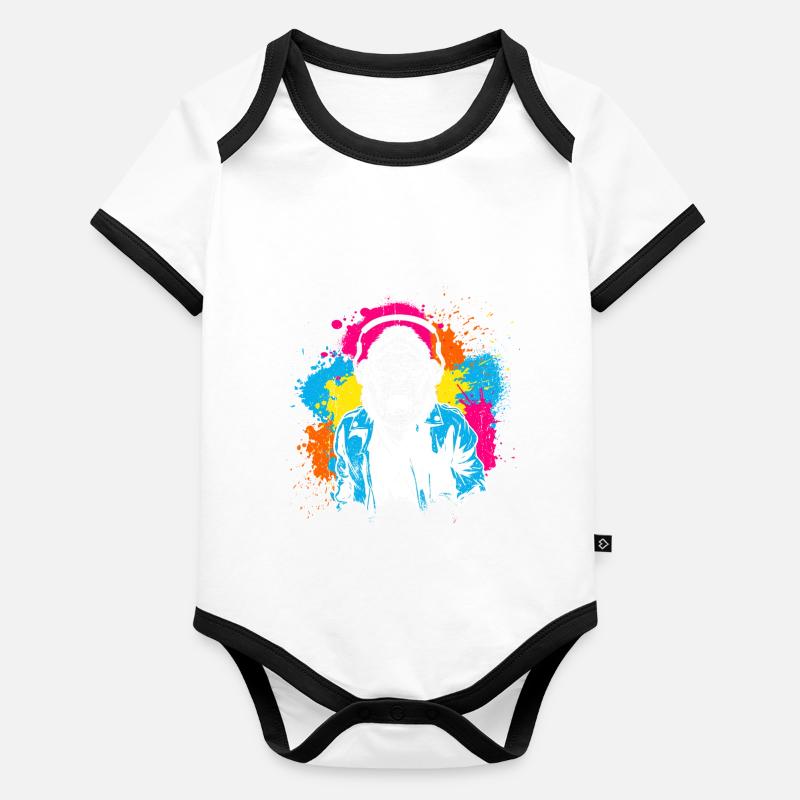 DJ Monkey Music Party Fun Sunglasses Fun Dancing C Baby Bio-Kurzarm-Kontrastbody