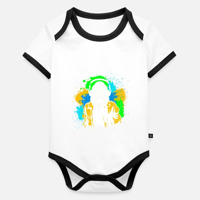 DJ Monkey Musique Party Fun Lunettes De Soleil Fun Dancing C Body Bébé bio contrasté manches courtes