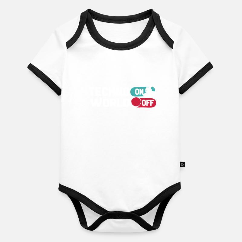 Techno Raver Techno sur World Off Body Bébé bio contrasté manches courtes