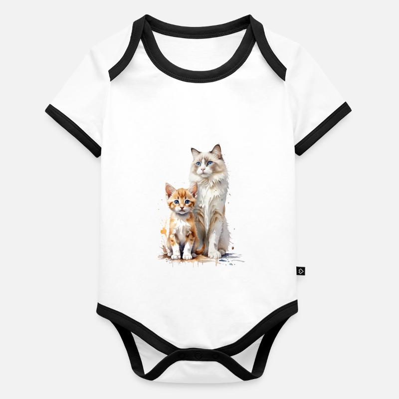 Ein charmantes Aquarellgemälde mit einer Ragdoll Baby Bio-Kurzarm-Kontrastbody