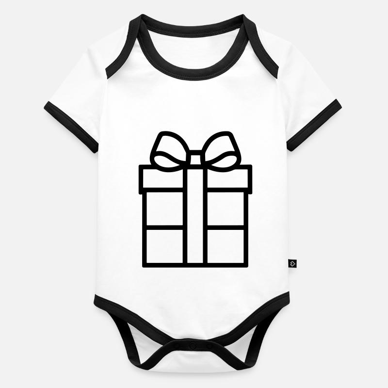Petite boite cadeau Body Bébé bio contrasté manches courtes