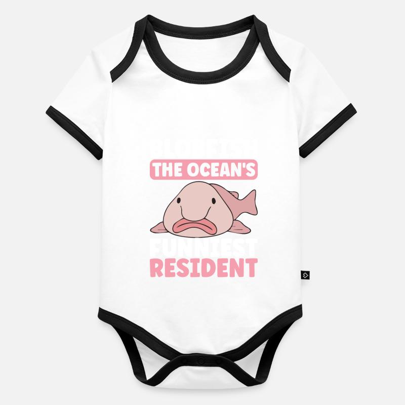 Poisson blob mignon poisson laid Body Bébé bio contrasté manches courtes