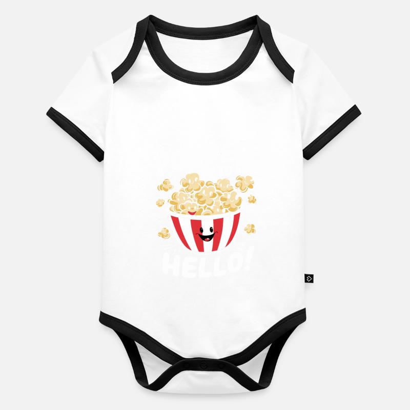Dicton de pop-corn amusant, pop-corn en rafale Body Bébé bio contrasté manches courtes