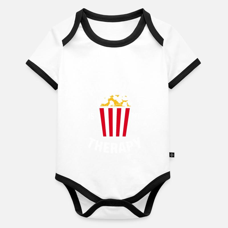 Dicton de pop-corn amusant, pop-corn en rafale Body Bébé bio contrasté manches courtes