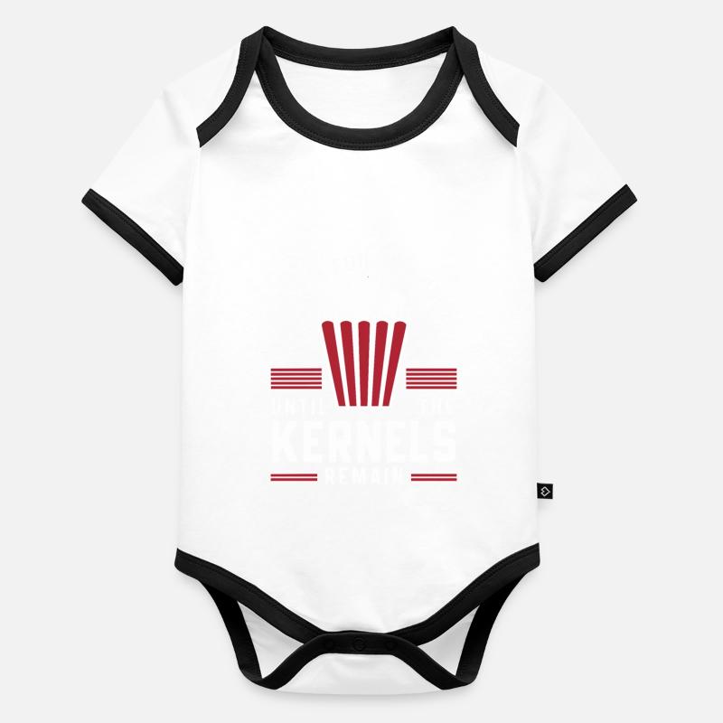 Dicton de pop-corn amusant, pop-corn en rafale Body Bébé bio contrasté manches courtes