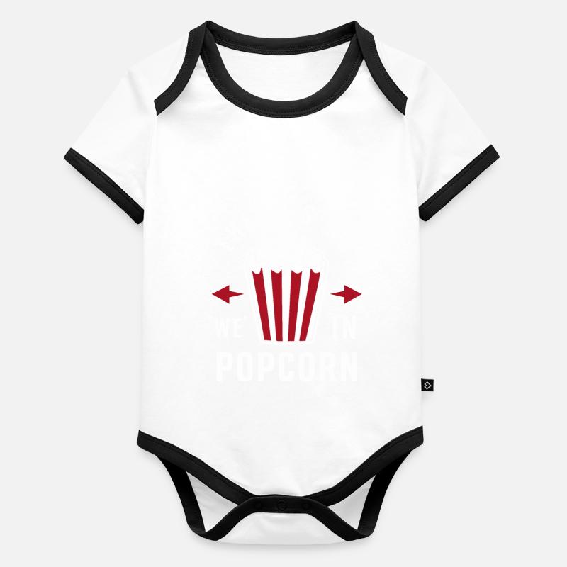 Dicton de pop-corn amusant, pop-corn en rafale Body Bébé bio contrasté manches courtes