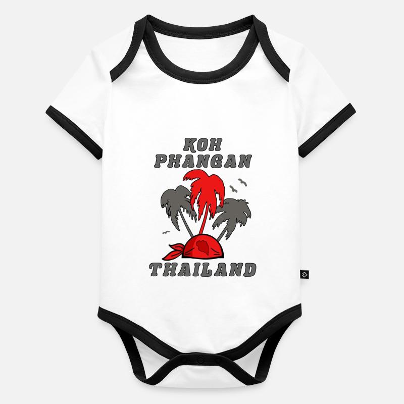 Koh Phangan Insel in Thailand Map Baby Bio-Kurzarm-Kontrastbody
