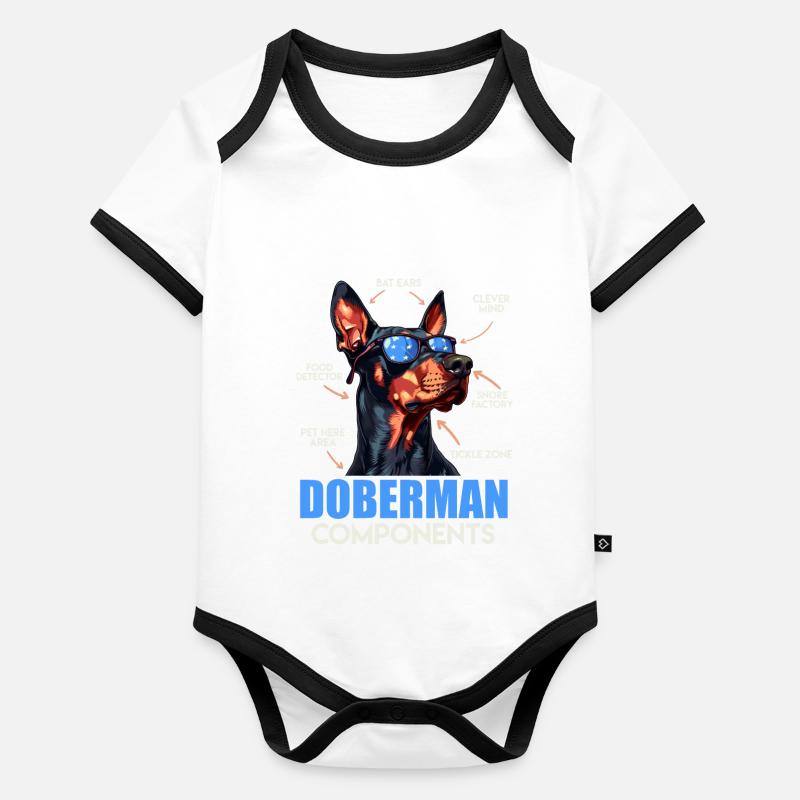 COMPOSANTS DU DOBERMANN Anatomie Doberman Body Bébé bio contrasté manches courtes