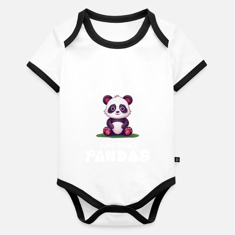 Panda Panda Ours Drôle Body Bébé bio contrasté manches courtes