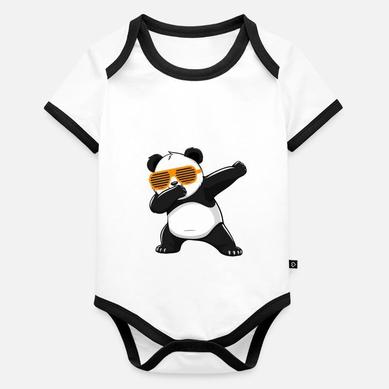 Panda Panda Bear Funny Organic Baby Contrasting Bodysuit