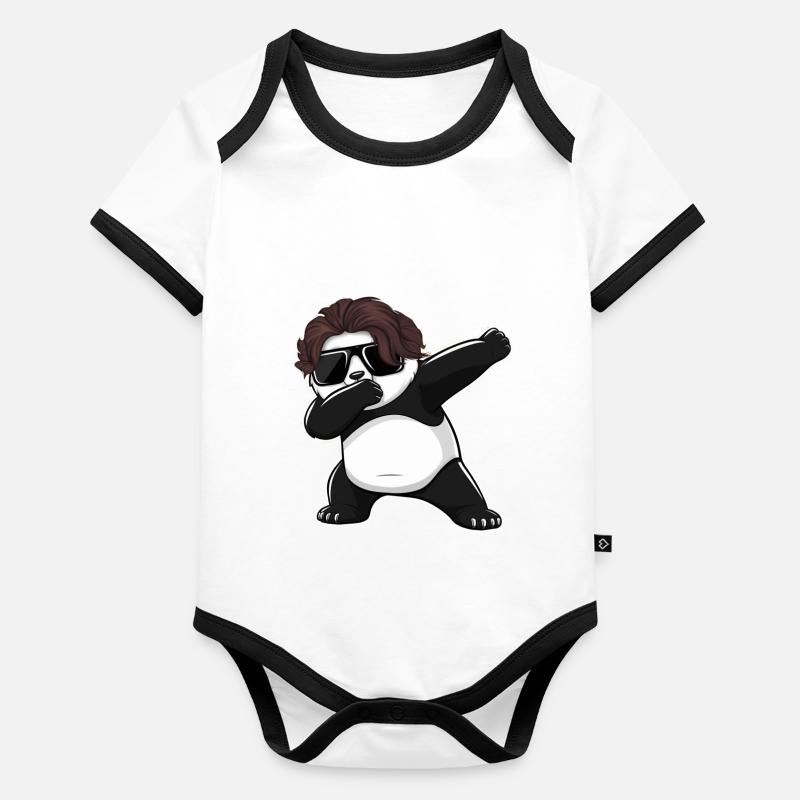 Panda Panda Ours Drôle Body Bébé bio contrasté manches courtes