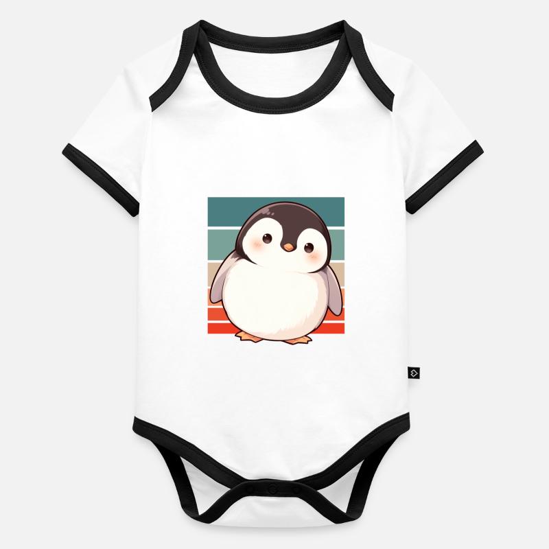 Penguin Kawaii Penguin Cute Organic Baby Contrasting Bodysuit