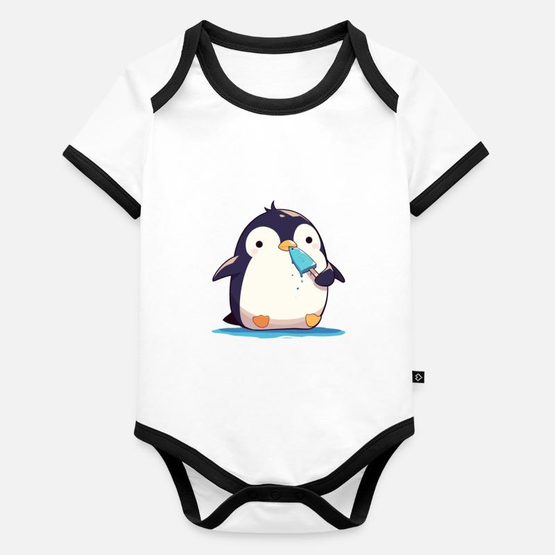 Penguin Fish Popsicles Kawaii Penguin Cute Organic Baby Contrasting Bodysuit