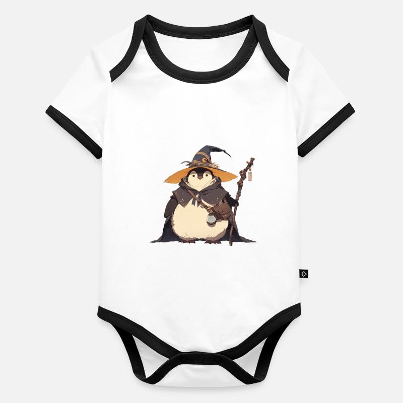 Pingouin Sorcière Halloween Pingouin Mignon Body Bébé bio contrasté manches courtes