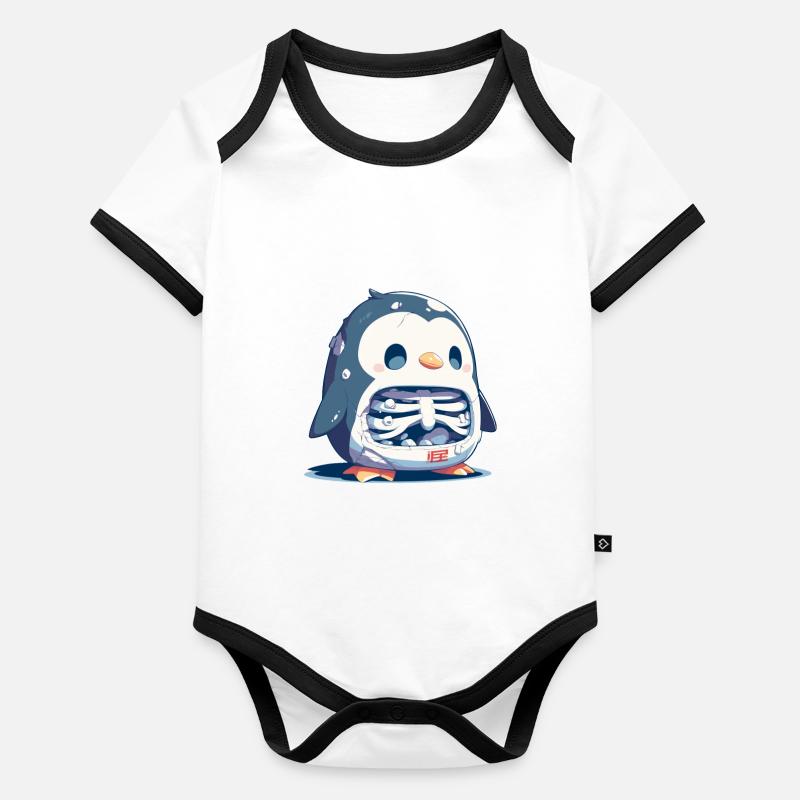 Pingouin Squelette Halloween Pingouin Mignon Body Bébé bio contrasté manches courtes