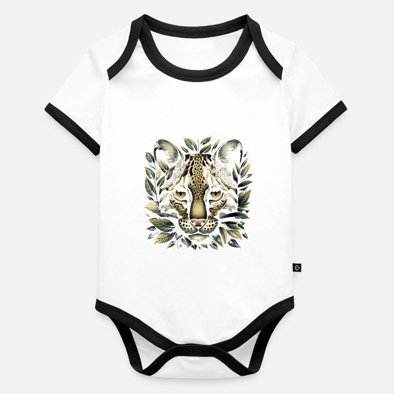 Ocelot Wild Cat Exotic Pets Jungle Big Cat Organic Baby Contrasting Bodysuit