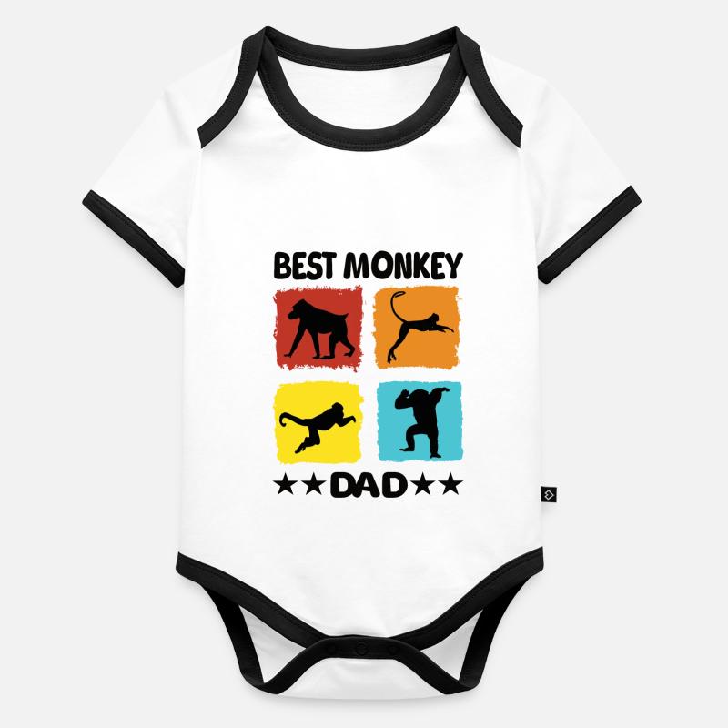 Best Monkey Dad Baby Bio-Kurzarm-Kontrastbody