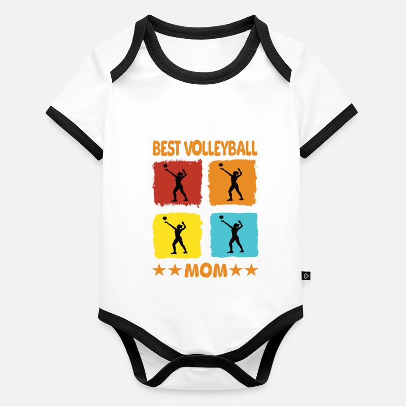 Meilleure maman de volleyball Body Bébé bio contrasté manches courtes