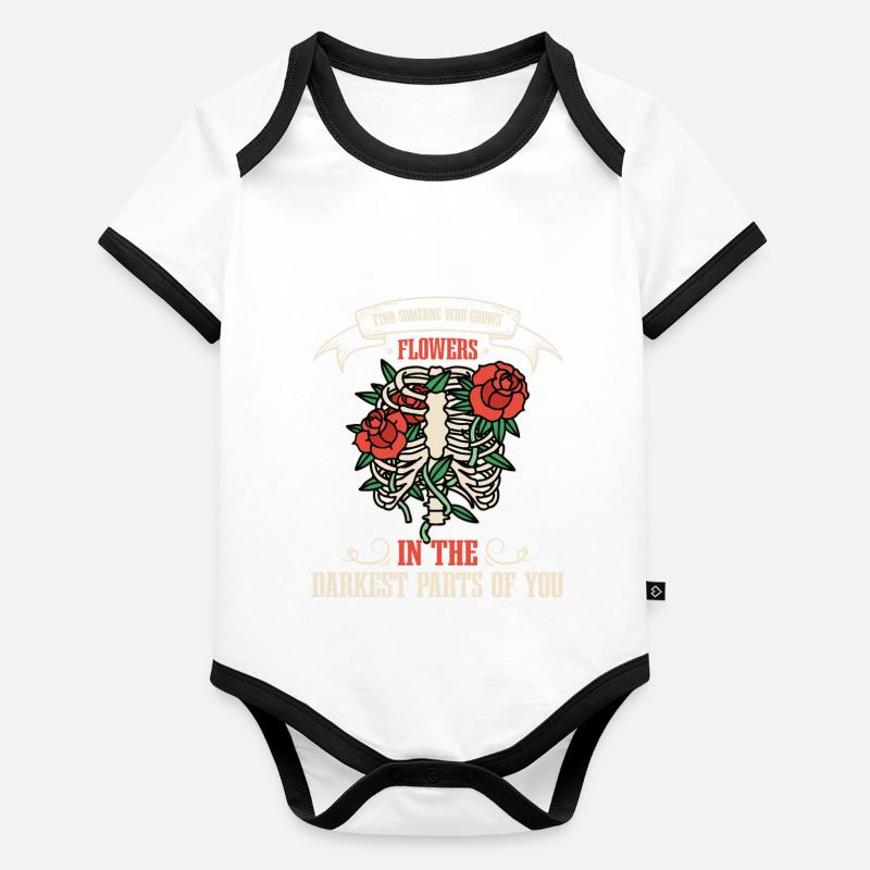 Blumen In Den Dunkelsten Teilen Von Ihnen! Baby Bio-Kurzarm-Kontrastbody