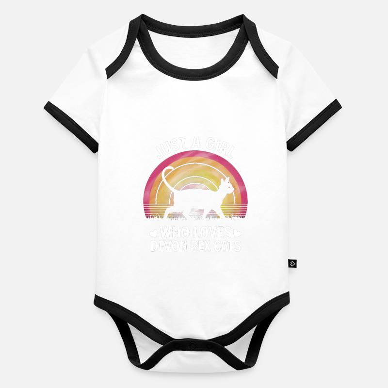 Katze Devon Rex Geschenk Baby Bio-Kurzarm-Kontrastbody