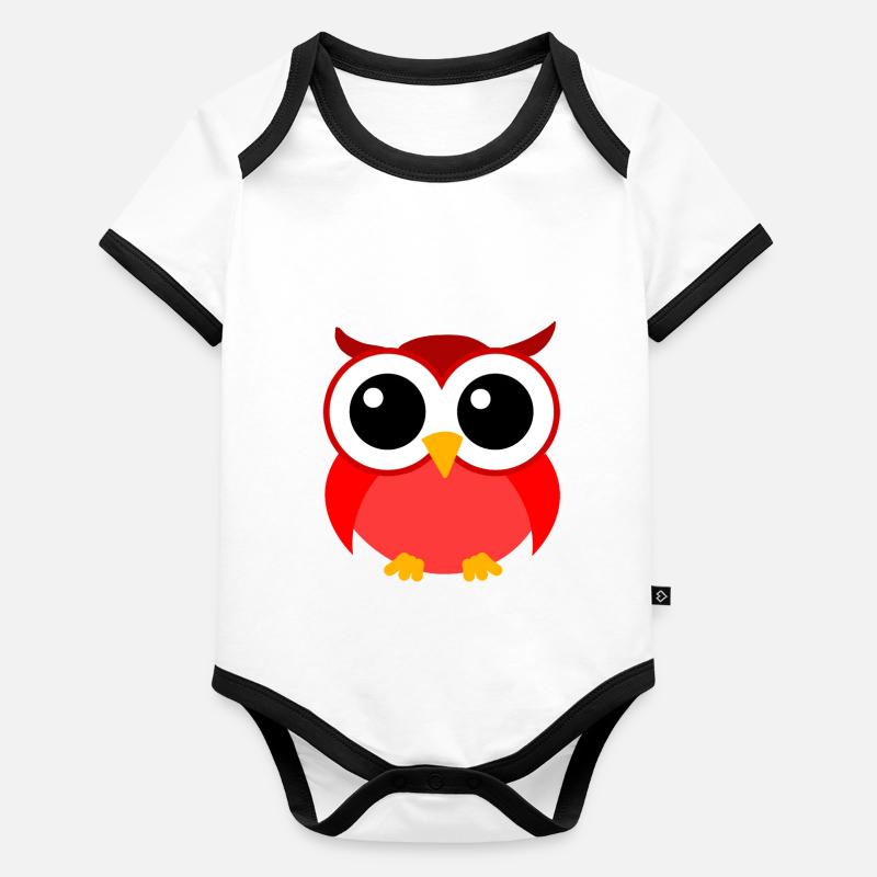 Eule Cartoon Nächtlicher Raubvogel Lustiger Vogel Baby Bio-Kurzarm-Kontrastbody