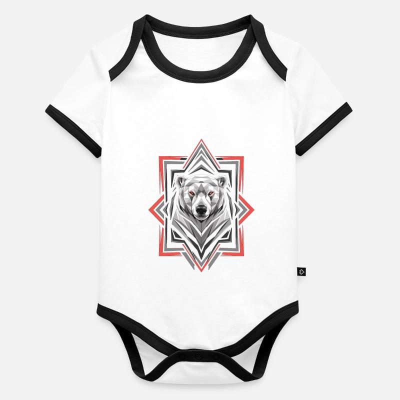 Geometric Polar Bear Head Artwork Organic Baby Contrasting Bodysuit