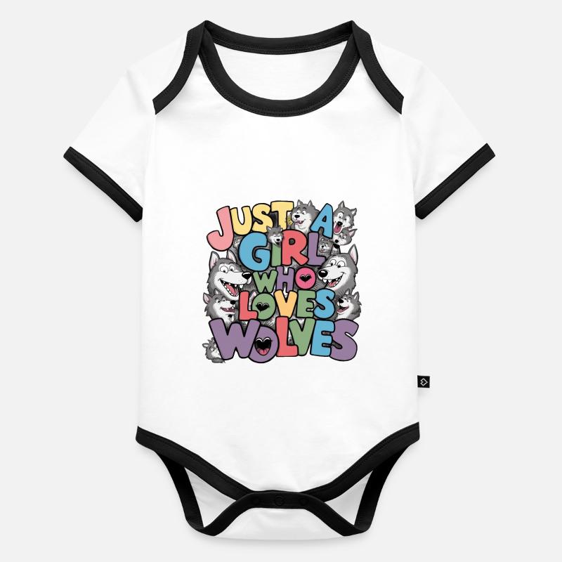 Nur ein Mädchen, das Wölfe liebt Baby Bio-Kurzarm-Kontrastbody