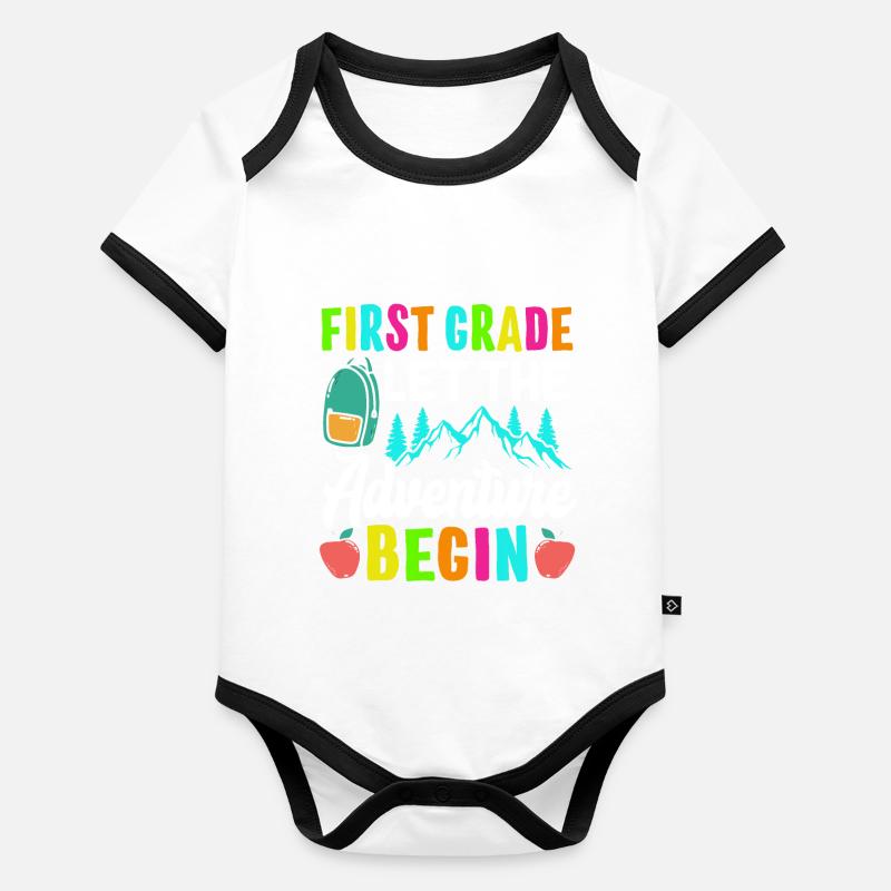 First Grade Let The Adventure Begin Baby Bio-Kurzarm-Kontrastbody