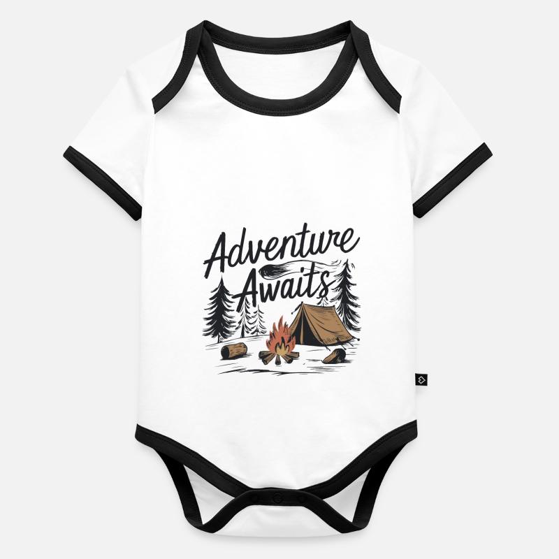 L’AVENTURE VOUS ATTEND Body Bébé bio contrasté manches courtes