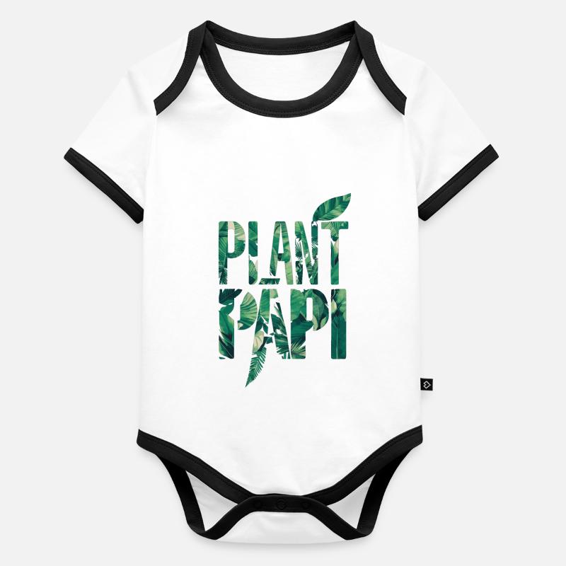 Motif de feuille de Papi pour les amoureux des plantes Body Bébé bio contrasté manches courtes