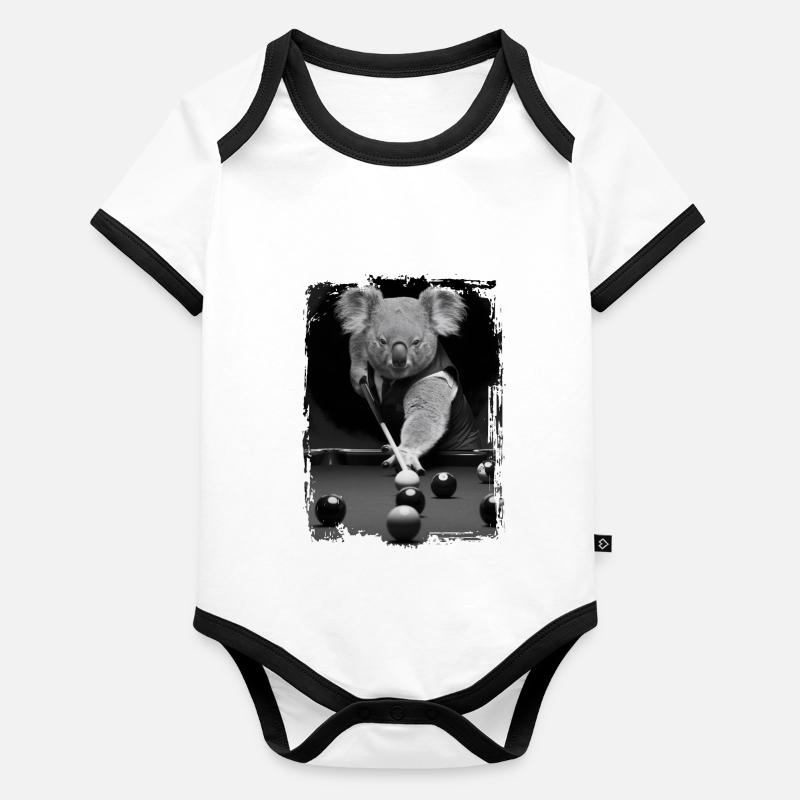 Koala spielt Billard Geschenk Baby Bio-Kurzarm-Kontrastbody