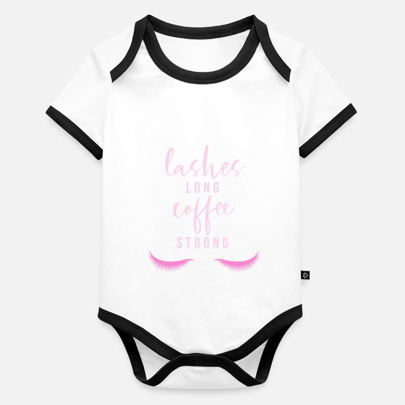 Cils longs Café fort Body Bébé bio contrasté manches courtes