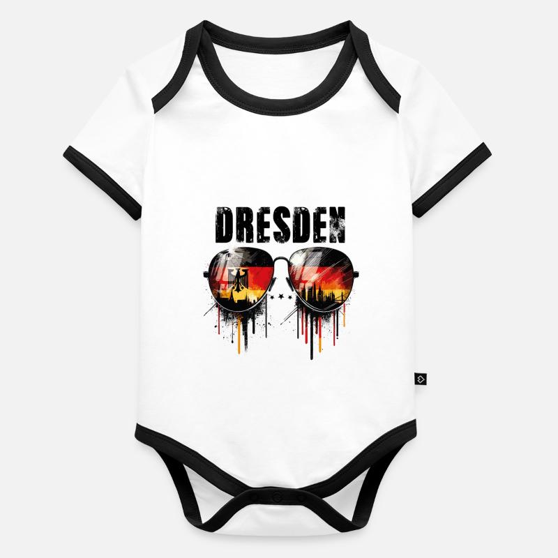 Dresden Sunglasses Design with German Flag Organic Baby Contrasting Bodysuit